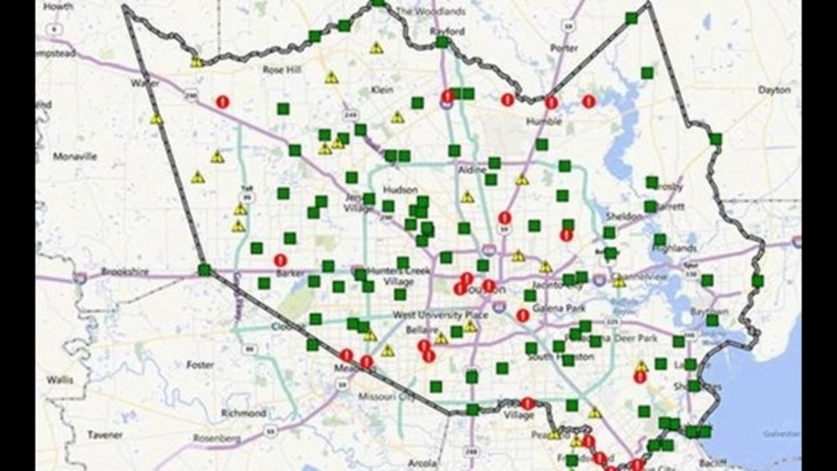 Karte der überfluteten Gebiete in Houston