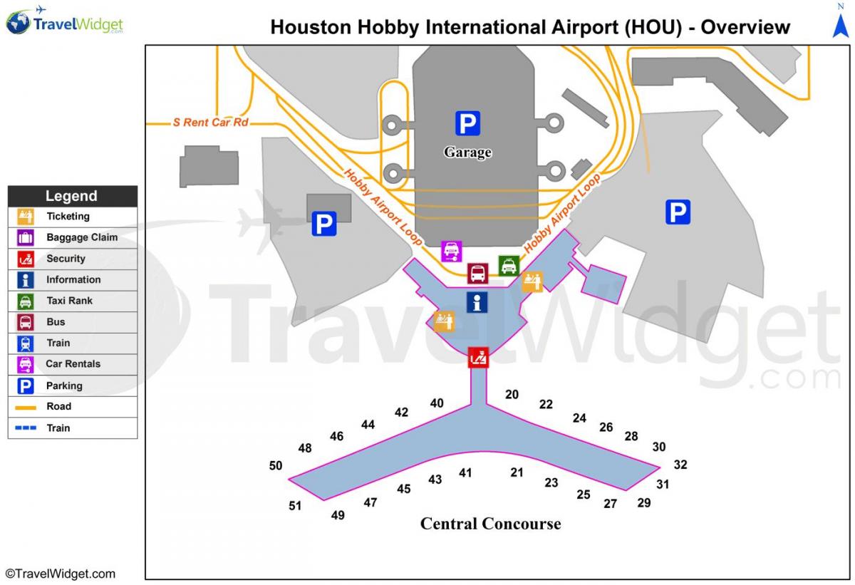 Karte von Flughafen Houston